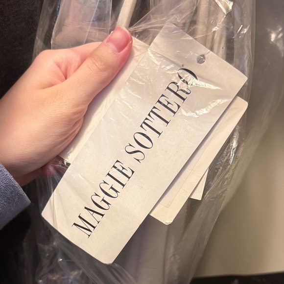 Maggie Sottero Ivory Crepe Cowl-Back Mermaid Gown - Picture 10 of 12